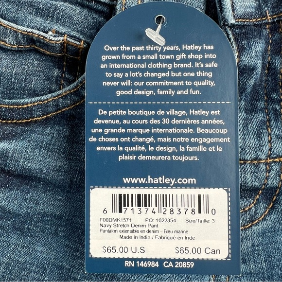 NWT-Hatley Navy Stretch Blue Denim Pant - Picture 6 of 6